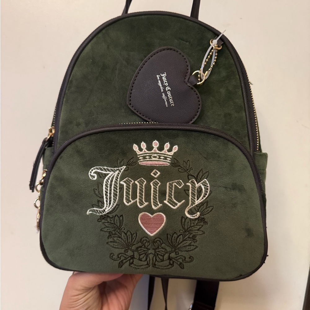 Juicy Couture Olive Backpack with Heart Charm